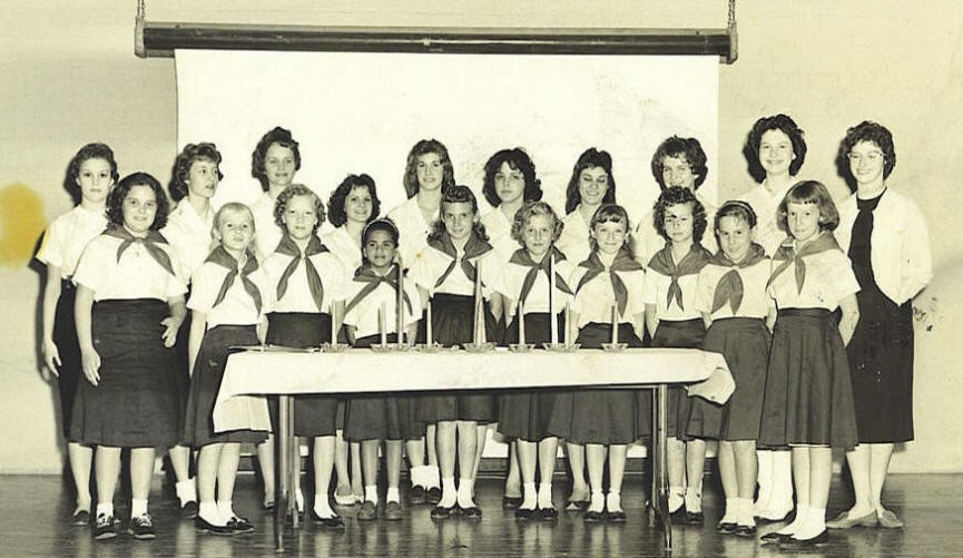 Graduation from Blue Birds to Campfire Girls - April 12, 1960